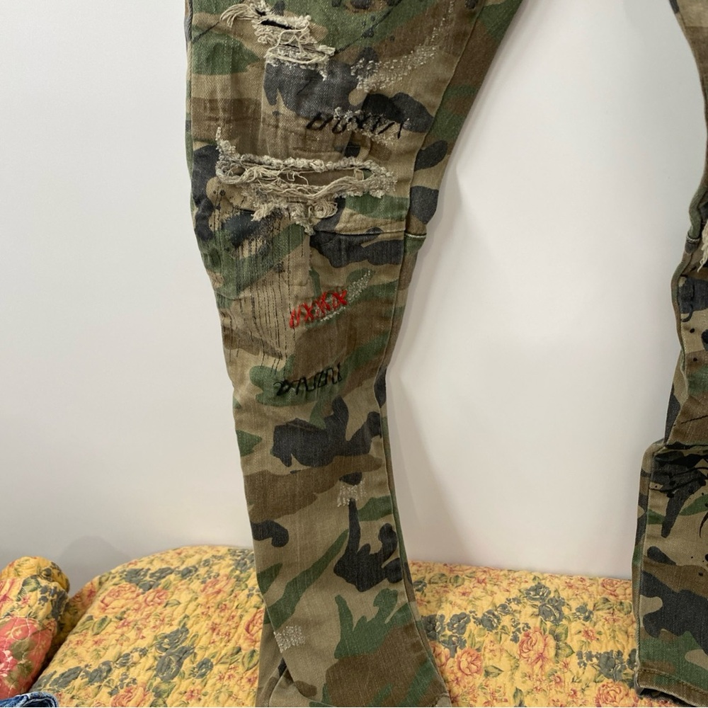 Camo Distressed Patchwork Jeans - image 7